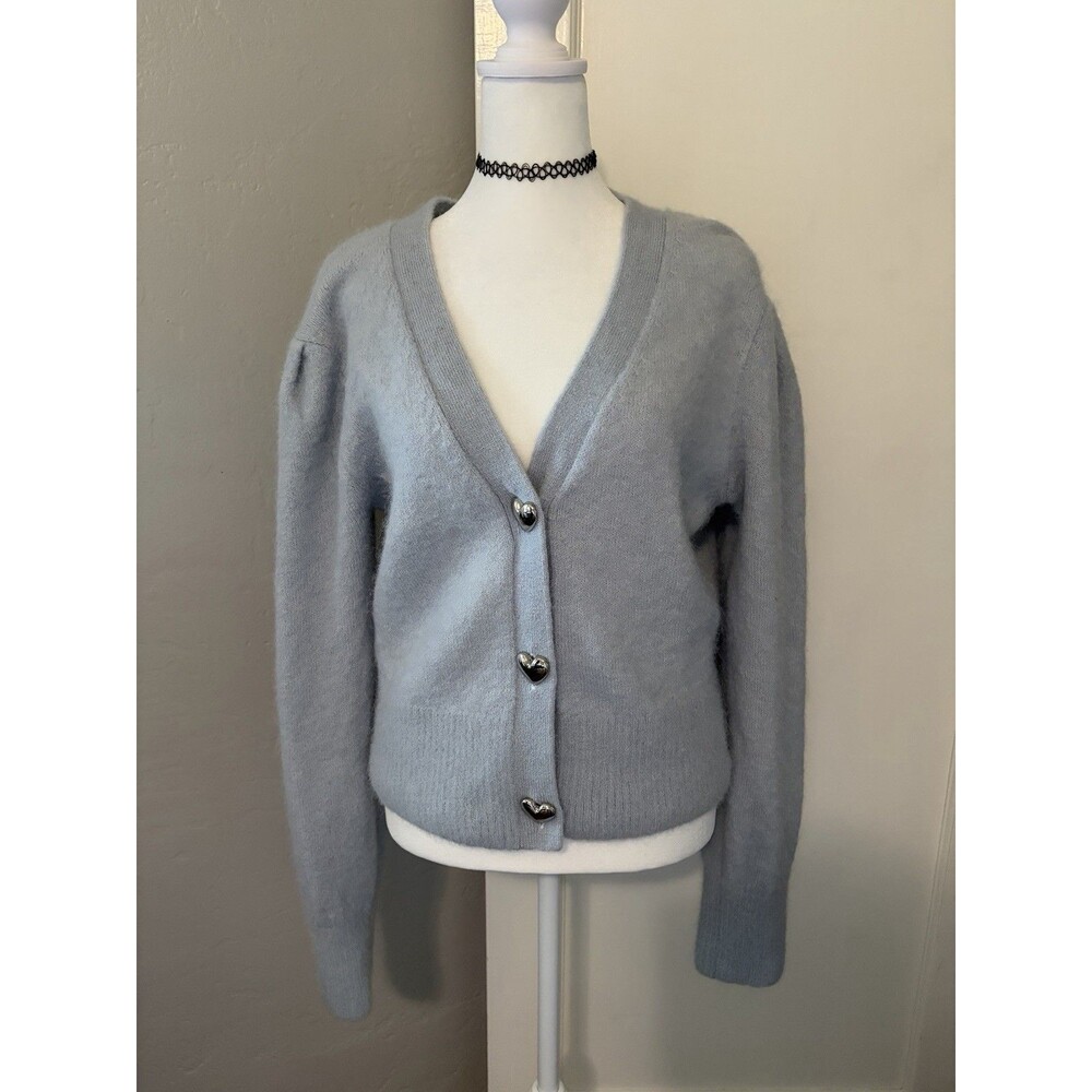 & Other Stories Wool Alpaca Blend Heart Buttons Cropped Sweater Cardigan Medium